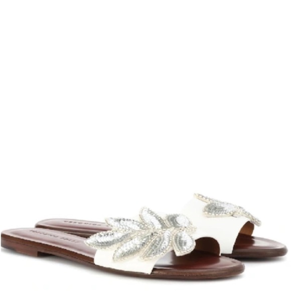 VERONICA BEARD Flor Embellished Leather Sandals Size 8 - Picture 1 of 8